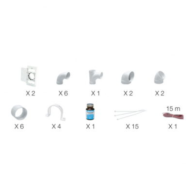 Ensemble d'installation - Prises murales blanches et porte ronde - Plastiflex