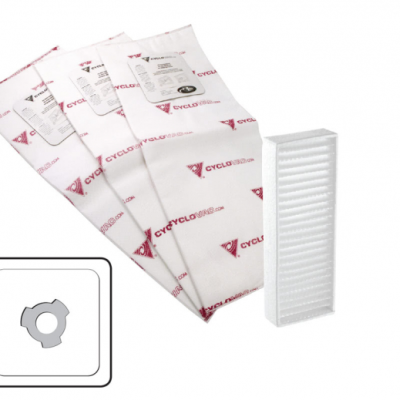 Sac électrostatique robuste - 3 dents - Paquet de 3 sacs et 1 filtre à poussière de carbone inclus - 5 gal (22 l)