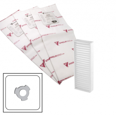 Sac électrostatique - 3 dents - Paquet de 3 sacs et 1 filtre à poussière de carbone inclus - 4,5 gal (20 l)